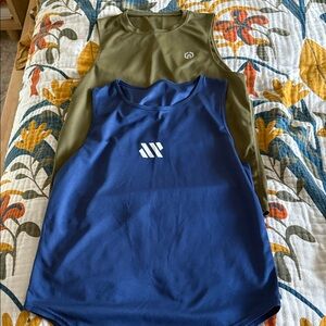 Blue and Olive Green active  Tank Tops